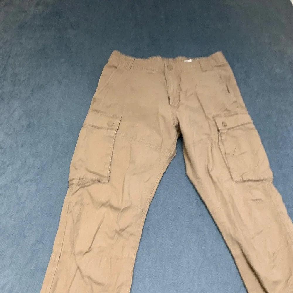 H&M Slim Fit Cargo Pants Mens Small Khaki Ripstop Utility Pocket Hiking Camping